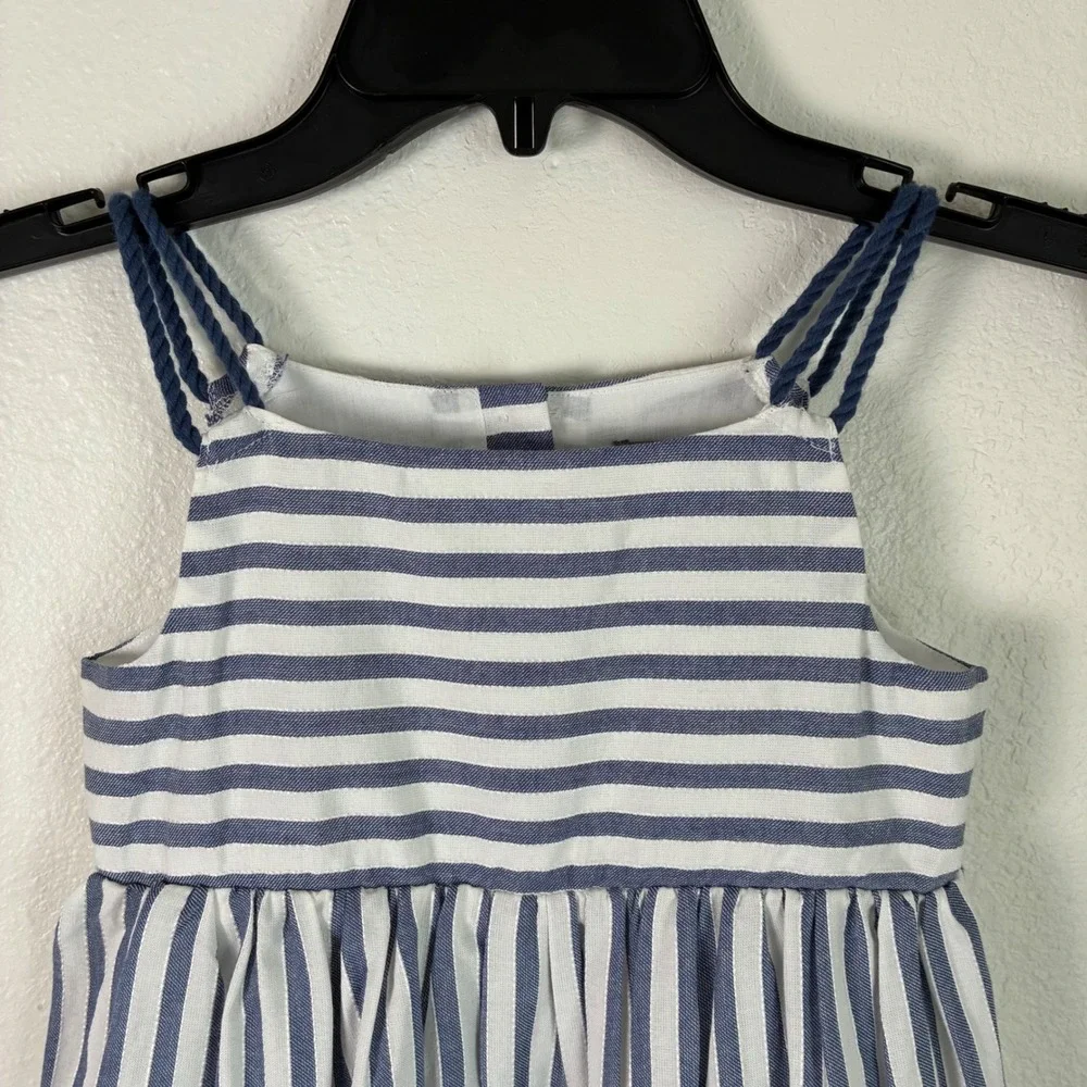 Tahari Kids Dress Girls 5 Blue White Stripe Anchor Button Nautical Summer Spring